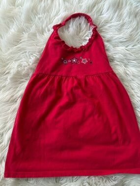 Girls' Red Halter top with Star Embroidery